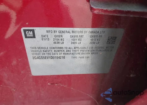 2013 Buick Regal Turbo - Premium 1 z USA, uszkodzony, nr VIN 2G4GS5EV1D9194216